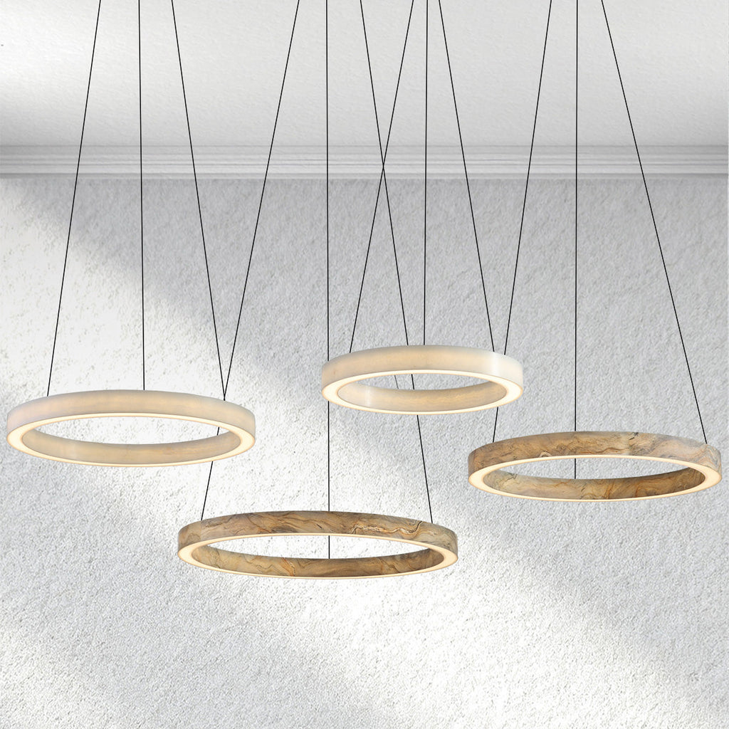 Lumahauscc Alabaster StoneGlow Round Chandelier