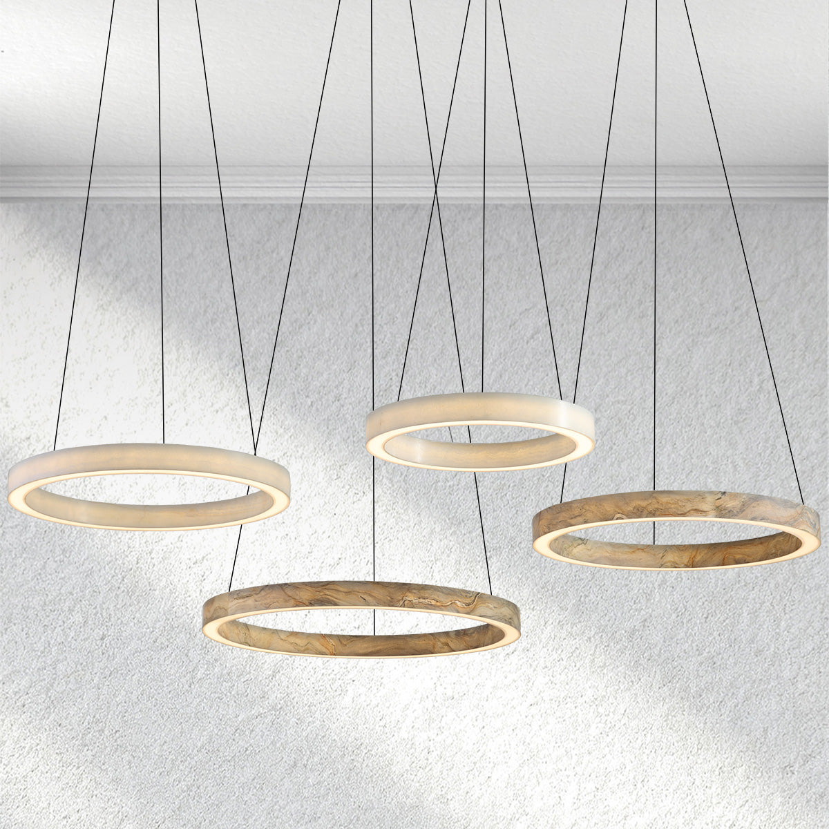 Lumahausco Alabaster StoneGlow Round Chandelier