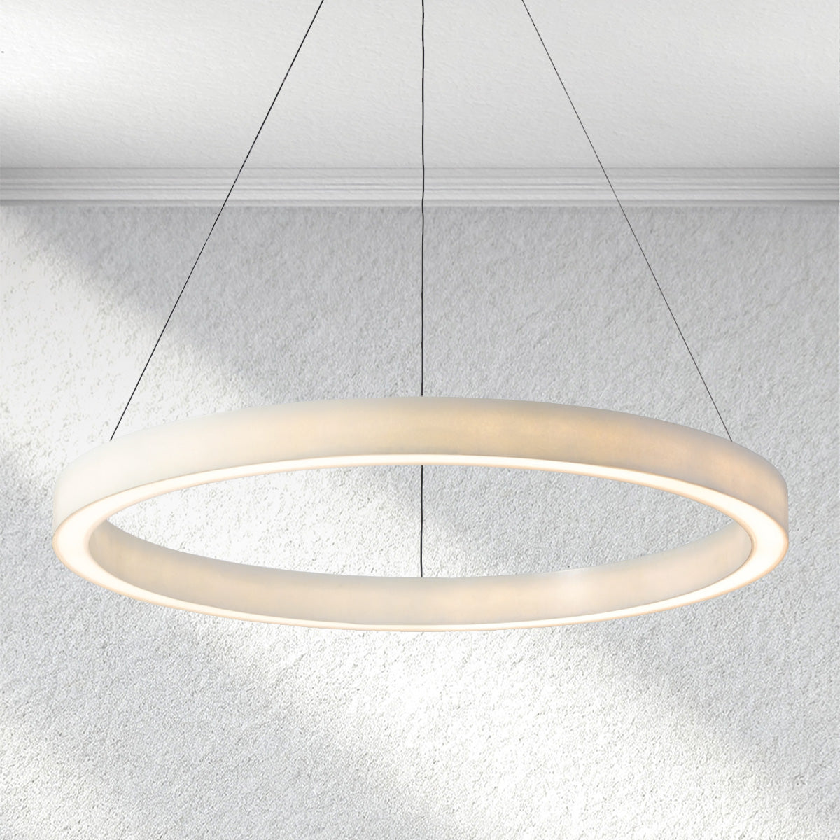Lumahausco Alabaster StoneGlow Round Chandelier