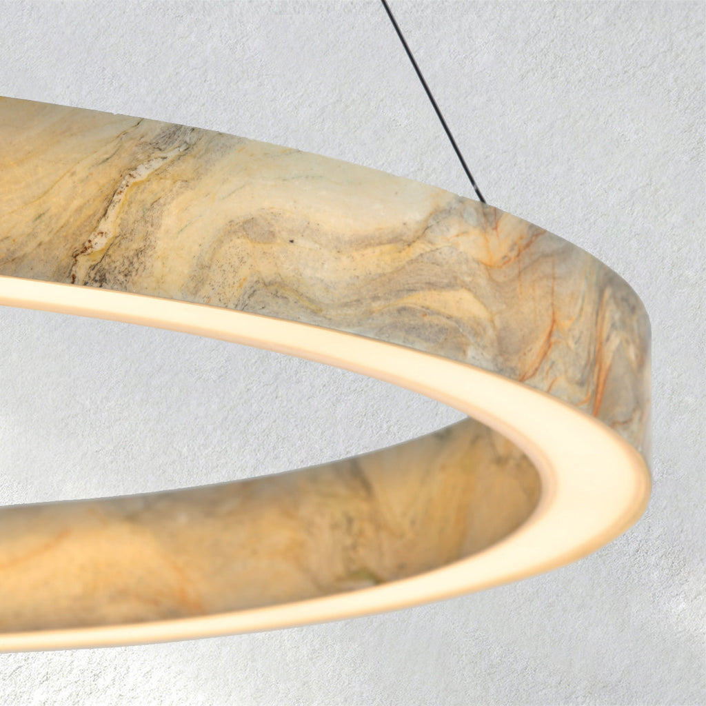 Lumahausco Alabaster StoneGlow Round Chandelier
