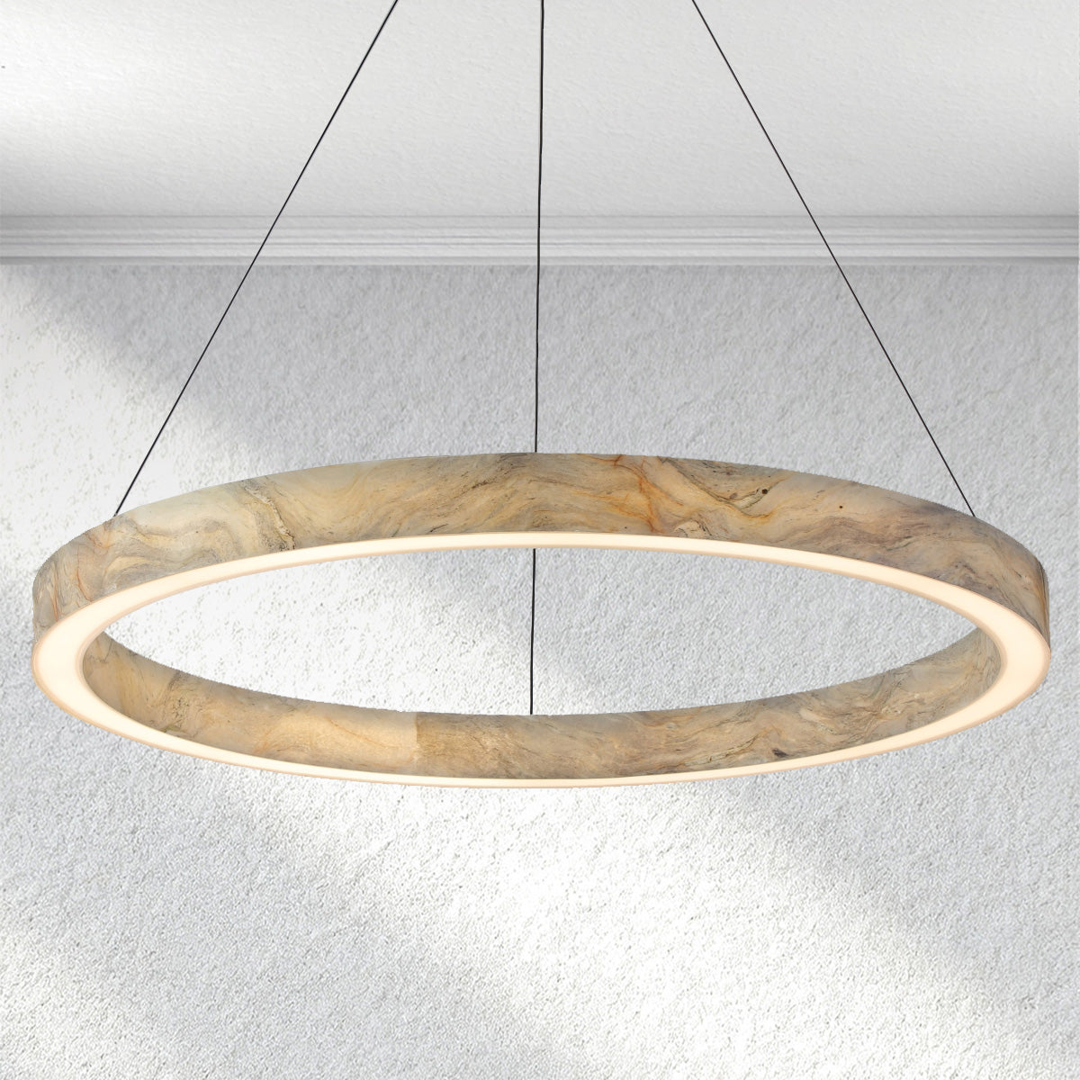 Lumahausco Alabaster StoneGlow Round Chandelier